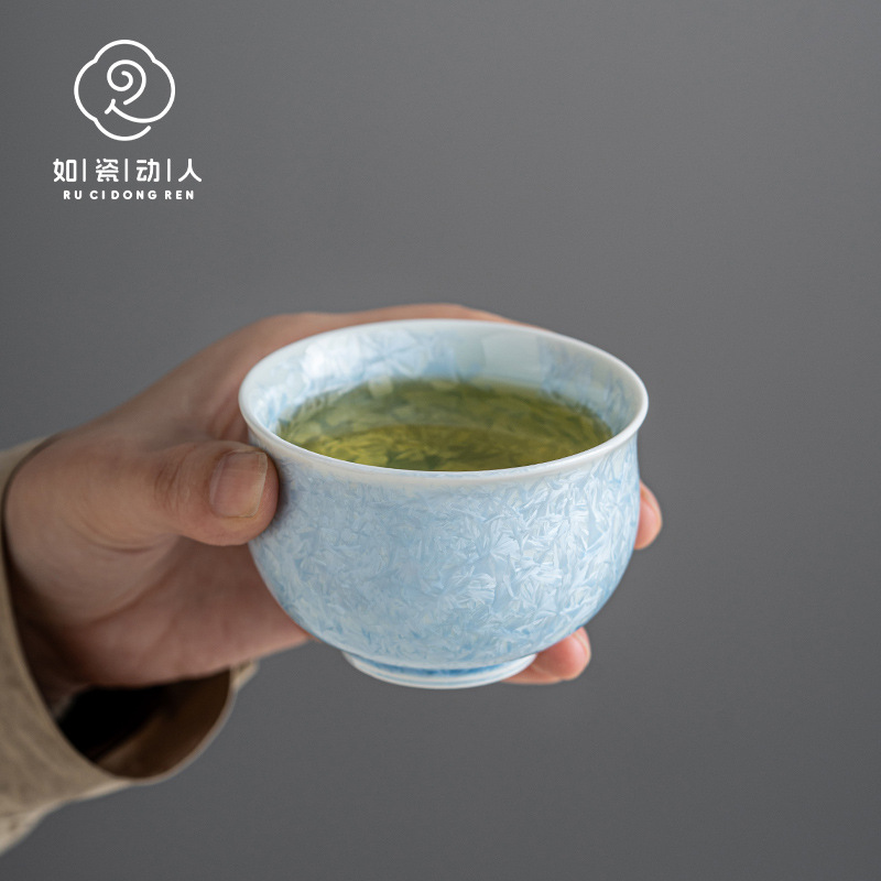 Tách trà men pha lê mẫu 2025 dành cho nữ, bộ ấm trà kung fu cao cấp sang trọng nhẹ nhàng, tách chủ dành cho mẹ