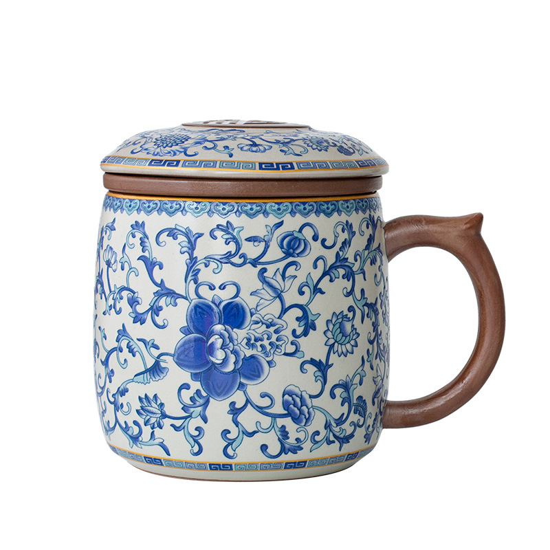 Cốc trà gốm sứ có nắp cốc nước tách trà gốm sứ cốc pha trà gia dụng cốc cốc văn phòng quà tặng