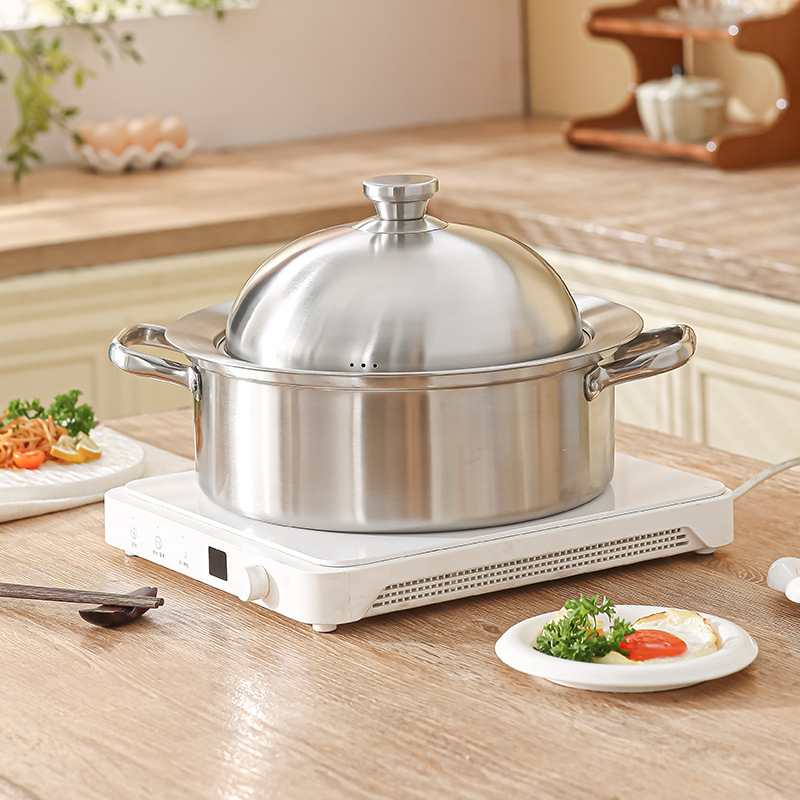 Khay hấp inox 304 kèm nắp SJ011 hấp bánh có nắp, lưới hấp, chảo hấp, nồi hấp đa