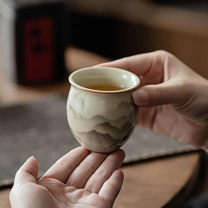 Cốc hình quả trứng núi như hoa Cốc trà Ruyao Bộ trà Kung Fu Cốc trà Cốc chủ nhân nhỏ cổ điển Cốc đơn