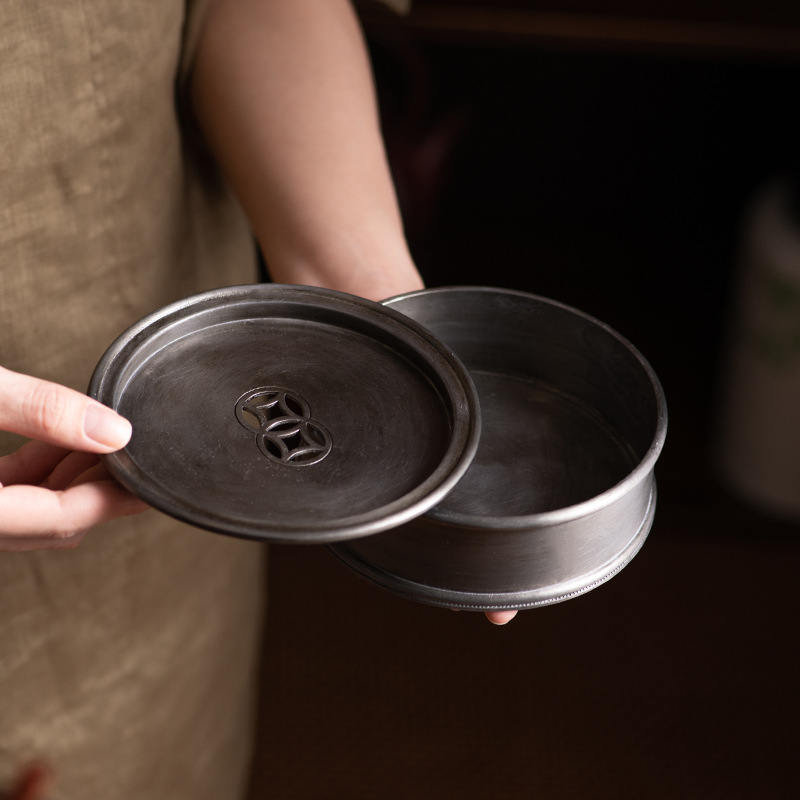 Yuanbao cổ thiếc cũ ấm bàn pha khô trữ nước cổ điển bàn trà tấm lót ấm trà Bộ dụng cụ pha trà Kung Fu ấm nước ấm trà khay đựng trà