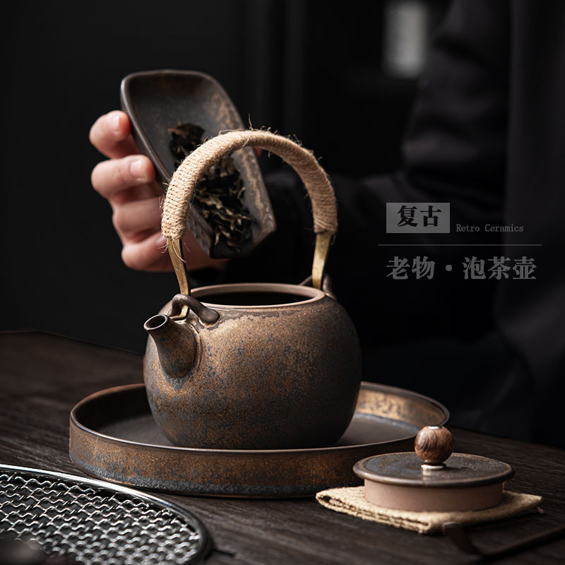 Ấm trà chùm cổ điển kiểu Trung Quốc ấm trà gốm sứ dung tích lớn có lọc dụng cụ pha trà Kung Fu ấm trà một ấm mạ vàng bán buôn