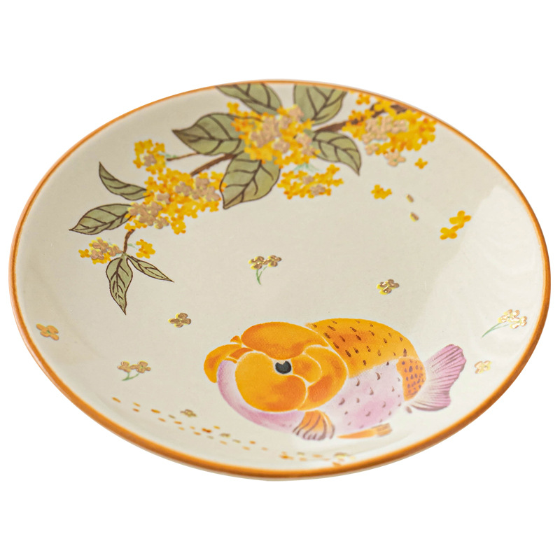 Lót tách trà cá vàng osmanthus, khay trà gốm sứ, lót cách nhiệt chống trượt kiểu Trung Quốc, phụ kiện trà đạo Kung Fu gia dụng, một chiếc