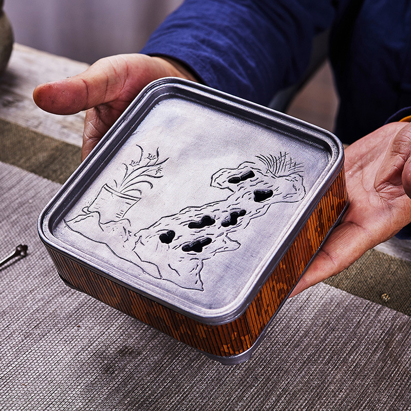 Ấm trà Da'antang, ấm trà thủ công bằng thiếc cũ, ấm trà, phụ kiện trà đạo, giá đỡ ấm trà