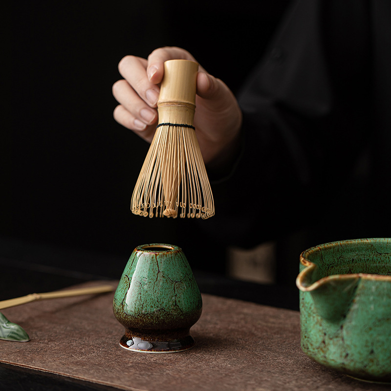 Bát matcha tinh tế kiểu Nhật với màu sắc chảy loang gốm đánh trà đứng bộ trà phụ kiện giả trà nhà Tống biểu diễn bát trà đế đánh trà