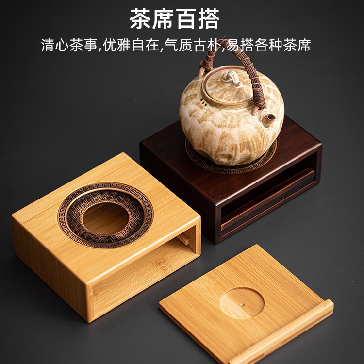 Bán buôn bếp trà ấm bằng tre đế nến sưởi ấm bàn trà gia dụng ấm trà cốc công dụng cụ ấm trà Phụ Kiện Bộ trà Kung Fu