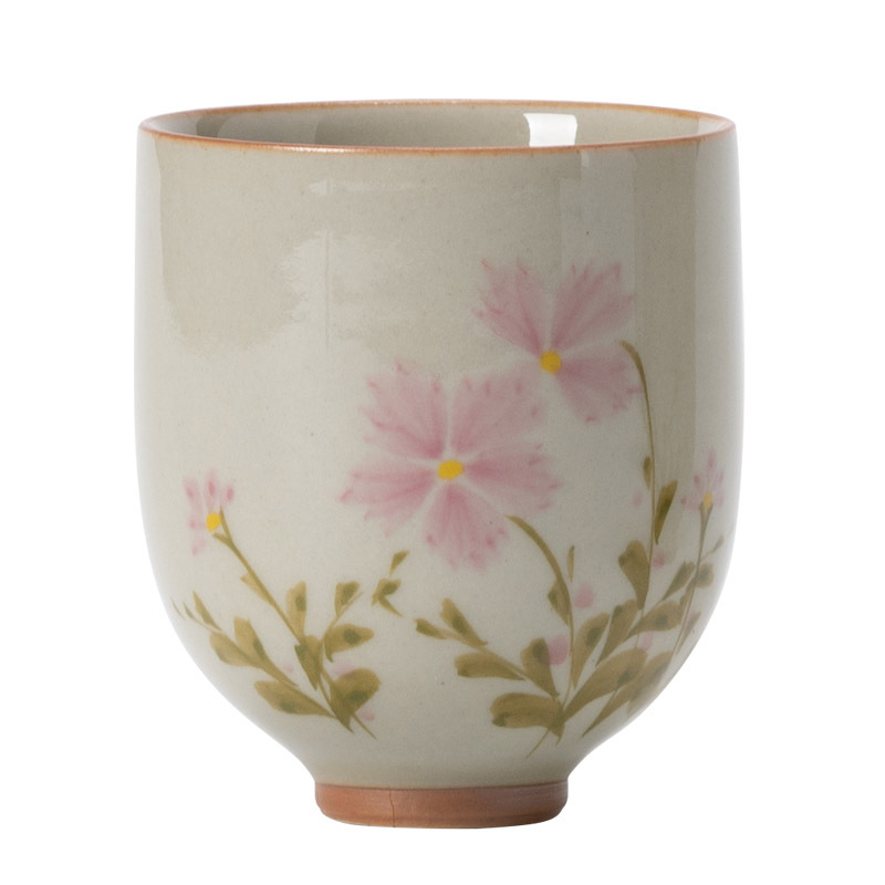 Cốc hương thơm hoa cúc nhỏ màu xám thực vật cốc chủ nhân Bộ Trà Công Phu cốc trà gốm sứ cốc uống trà cốc nước gia dụng cốc đơn