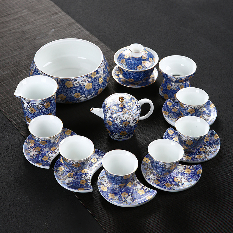 Bộ ấm trà Kung Fu tráng men gia dụng ấm trà gốm sứ cổ điển cao cấp phong cách Trung Quốc Bộ ấm trà uống trà trọn bộ