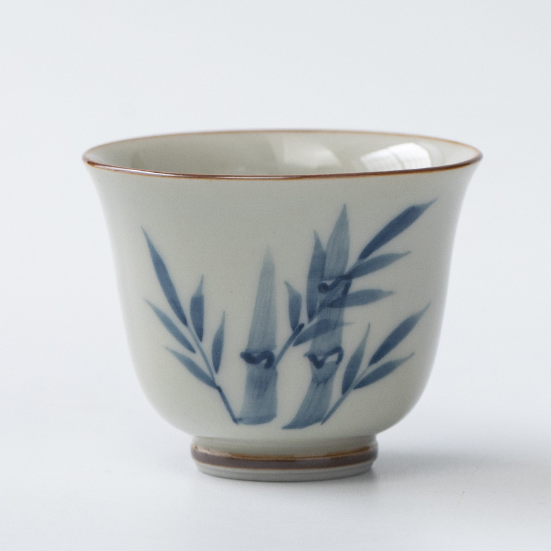 Cốc trà nhỏ vẽ tay tự do phong cách quốc gia Bộ trà Kung Fu gốm sứ gia dụng Trung Quốc cổ điển cốc một thùng cốc tráng men màu