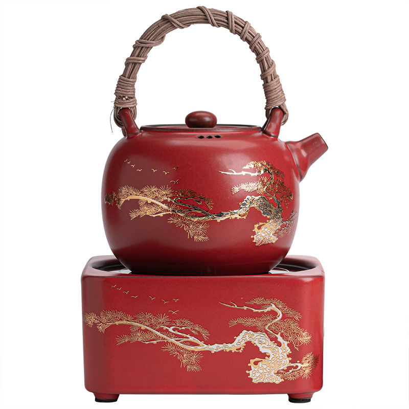 Bếp gốm điện gia dụng táo gai màu đỏ Ấm đun trà ấm đun trà trắng trà Pu'er ấm đun trà điện bếp trà Bộ trà