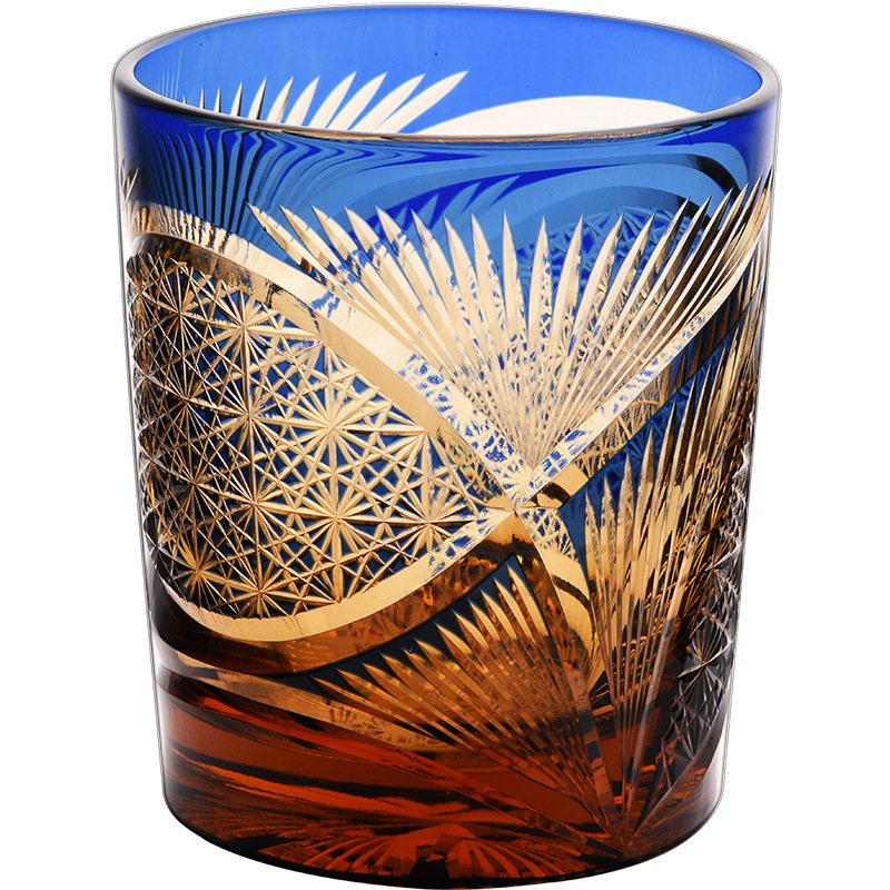 Ly rượu mạnh chạm khắc thủ công phong cách Nhật Bản của Edo Kieko, hộp quà ly rượu whisky pha lê bình minh cổ điển gia dụng, quà tặng