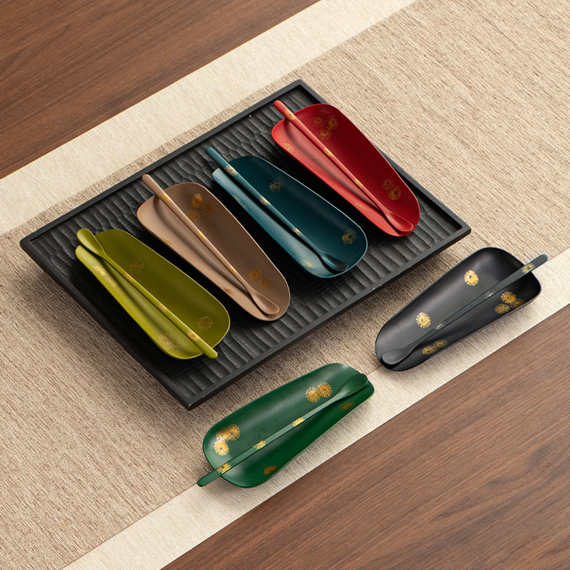 Bán buôn đồ sơn mài bằng sắt cũ thủ công, trà sen, phụ kiện bộ trà, muỗng cà phê, thưởng thức trà sen, trà sen, trà đạo sáu quý ông