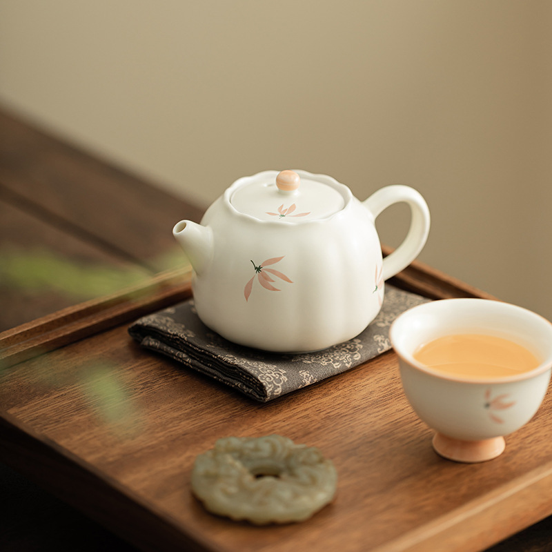 Ấm miệng hoa chuông phong lan ấm trà thủ công gốm sứ sáng tạo ấm lọc trà đơn dùng trong gia đình kiểu Trung Quốc dụng cụ trà Kung Fu