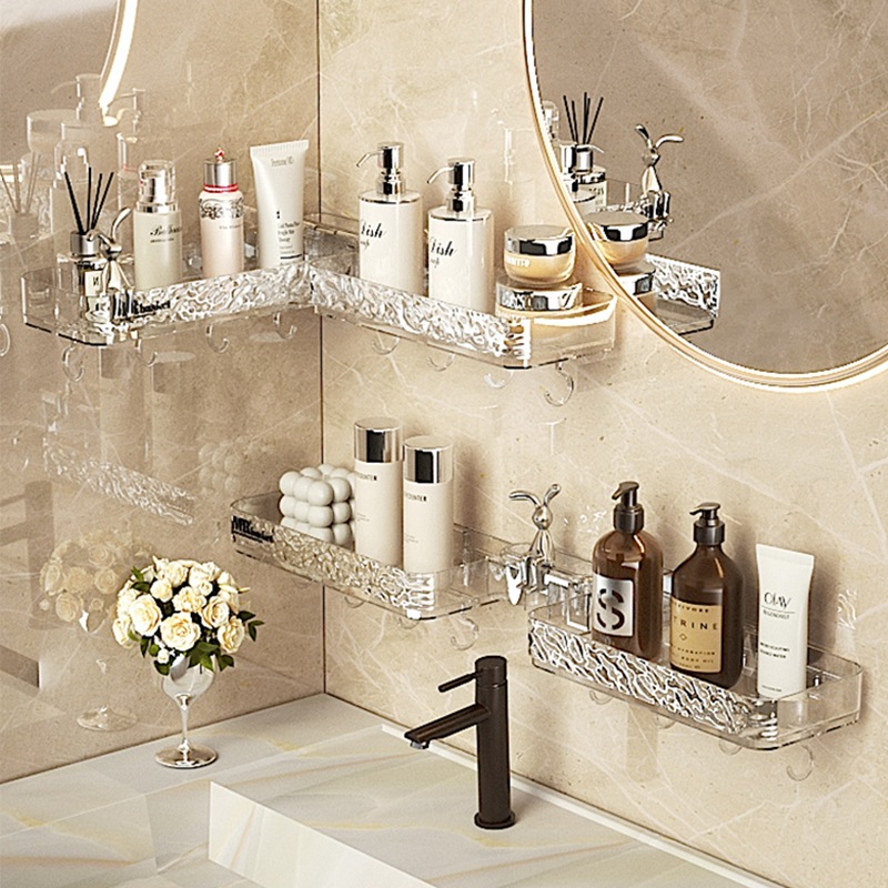 Giá để đồ góc phòng tắm không đục lỗ, Giá để đồ phòng tắm, bồn rửa nhà vệ sinh, Giá để đồ góc treo tường