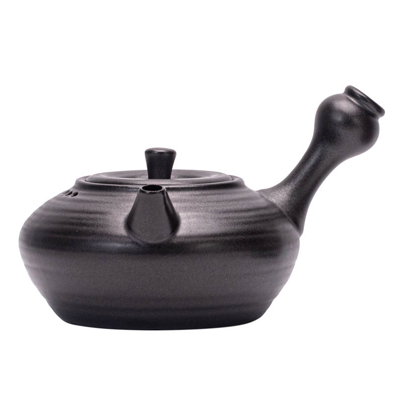 Ấm trà tay cầm bên có ren ấm pha trà ấm gốm cổ điển dụng cụ pha trà Kung Fu bếp nấu trà gia dụng ấm đơn thủ công