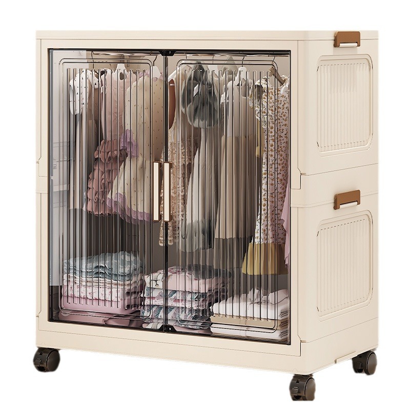 Tủ quần áo trẻ em rộng 70-80 Tủ lưu trữ quần áo chống bụi cho phòng ngủ trẻ em có thể gập lại lắp ráp tủ quần áo có cửa mở