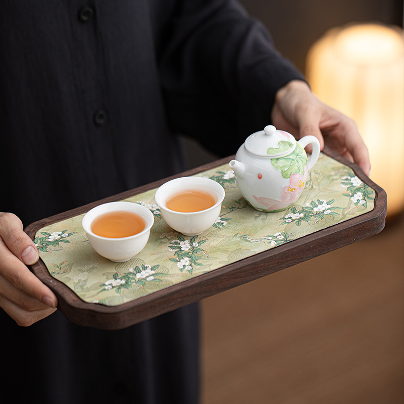 Khay trà giả gỗ óc chó, khay đựng trà khô cổ điển kiểu Trung Quốc, khay đựng trà loại nhỏ gia dụng, bộ trà Kung Fu mẫu mới