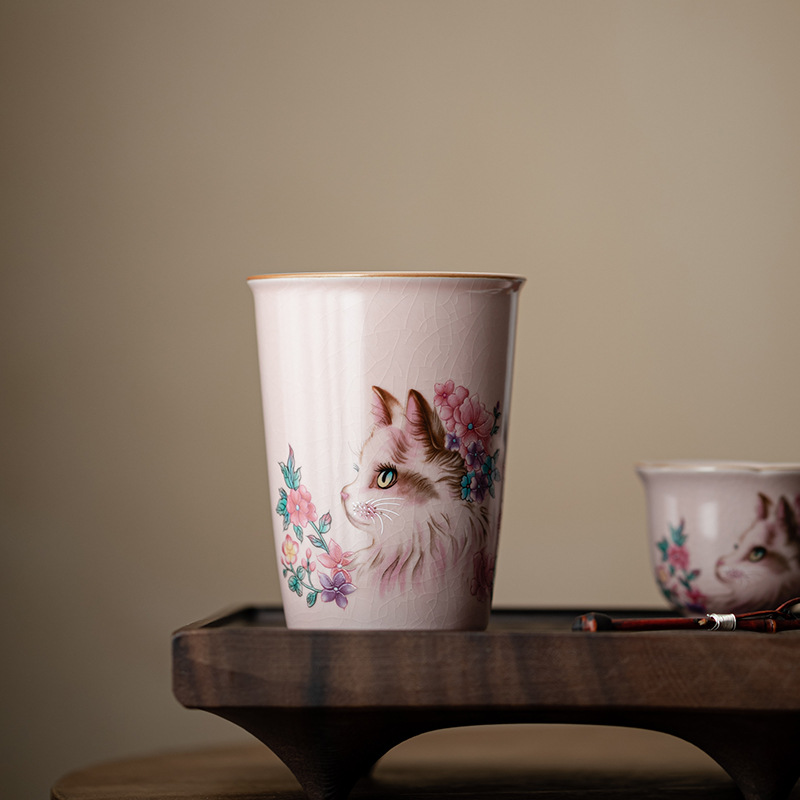 Cốc coca mèo hồng, cốc tiện dụng bằng gốm, cốc trà cỡ lớn, cốc cá nhân dành cho nữ, cốc đơn có thể mở được, hộp quà