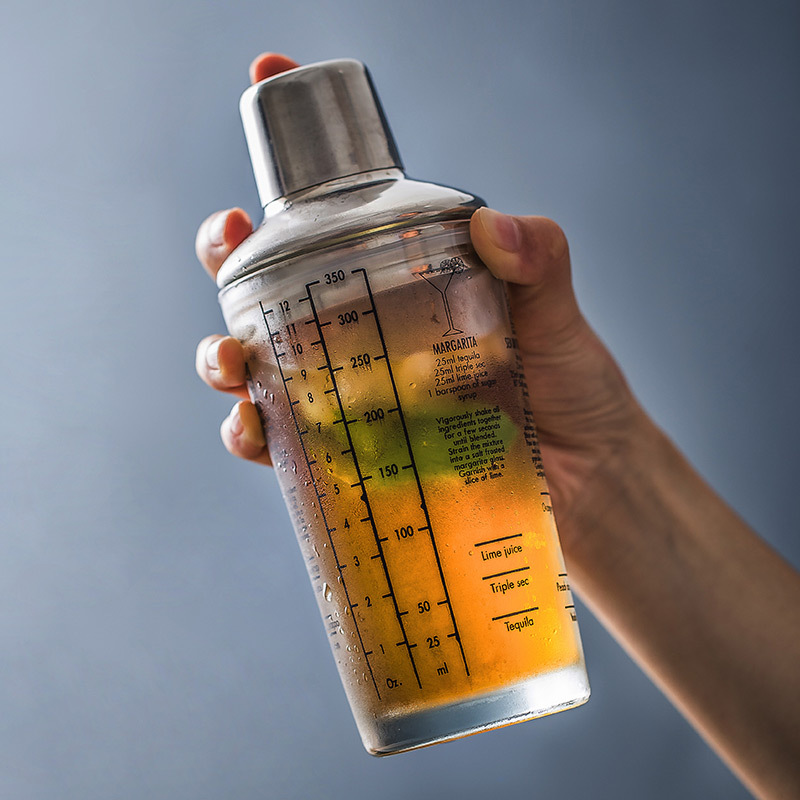 Cốc pha chế ThủY Tinh Có thang đo ly lắc trà sữa trong suốt ly lắc tay Bar Cocktail Bình Lắc Rượu dụng cụ pha rượu
