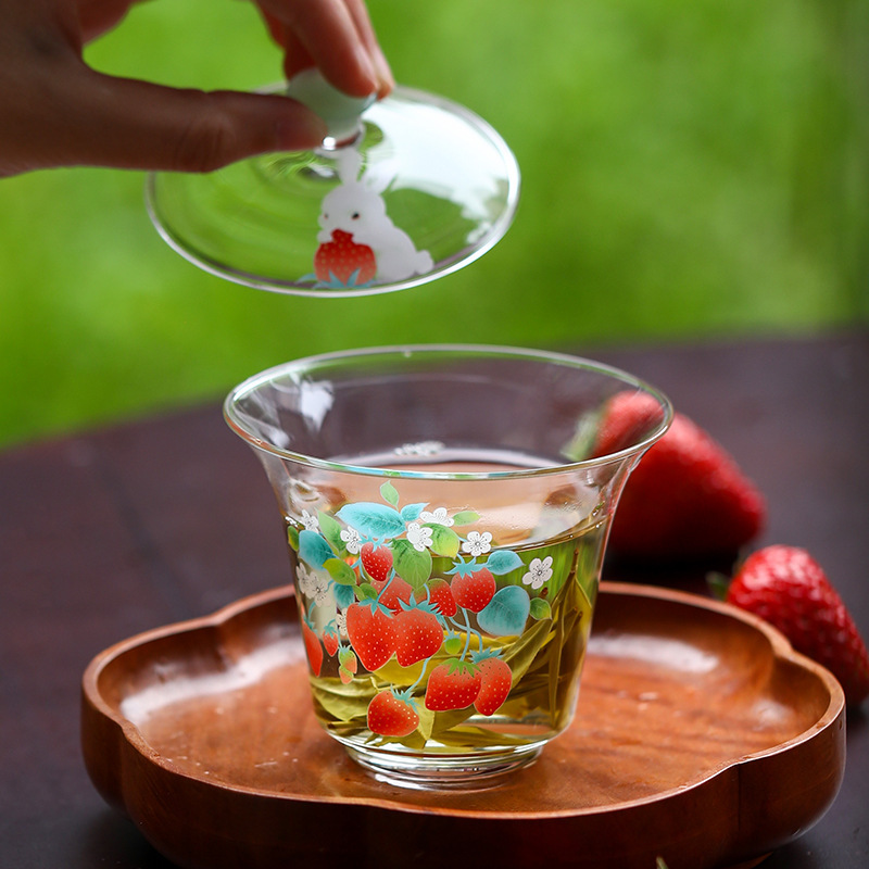 Cốc pha trà có nắp thủy tinh bình cầm tay chống bỏng cỡ lớn dụng cụ pha trà Kung Fu kiểu Nhật một chiếc trong suốt Dụng cụ pha trà