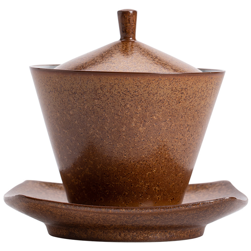 Ẩn bát có nắp đậy Ba tài, bát trà gốm sứ, cốc trà, Lò Nung thủ công kiểu Nhật, dụng cụ pha trà Kung Fu cổ điển