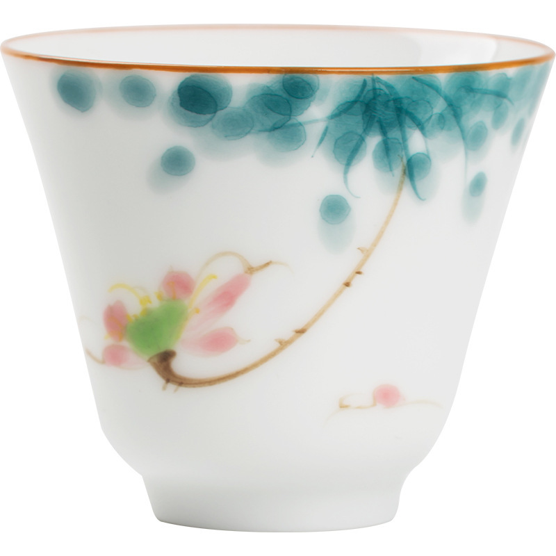 Cốc trà vẽ tay, cốc trà đơn gốm sứ, cốc chủ nhân, cốc trà kung fu nữ, cốc trà đơn, cốc trà nhỏ, cốc chuông Trung Quốc