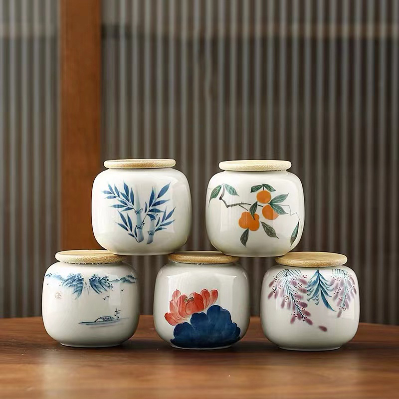 Bình trà vẽ tay, bình kín, bình đựng trà bằng gốm, bình trà đánh thức nhỏ gia dụng chống ẩm cổ điển kiểu Trung Quốc, nhà sản xuất bán buôn