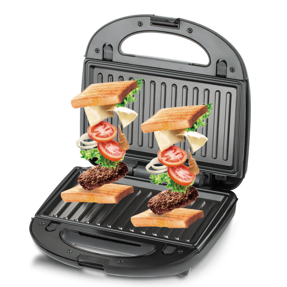 Máy làm bánh mì kẹp ba trong một bảy trong một xuyên biên giới theo tiêu chuẩn Châu Âu, máy Ăn sáng, Máy làm bánh mì nướng đa chức năng gia nhiệt hai mặt, Máy Làm Bánh quế