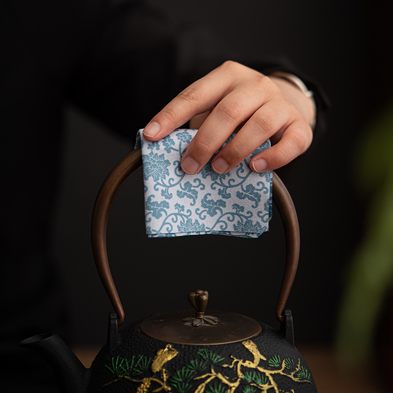 Khăn trà nhung hai mặt in hoa phong cách dân tộc Khăn trải bàn trà gia dụng thấm nước bình Thiền Bộ trà Kungfu trà đạo không phối