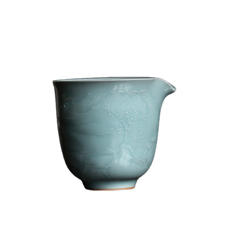 Cốc công bằng men ngọc chạm khắc bóng gia dụng, cốc lọc trà, Bộ trà Kung Fu, bộ trà, phụ kiện trà biển, tách trà