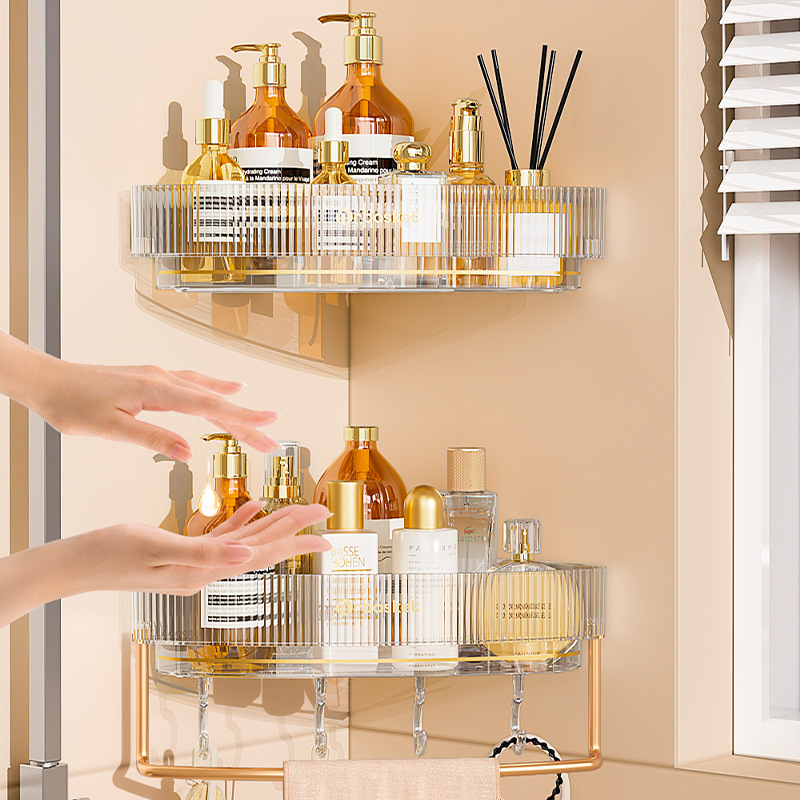 Kệ để đồ phòng tắm không đục lỗ trong nhà vệ sinh rửa tay Giá để đồ tam giác trên tường treo tường tắm