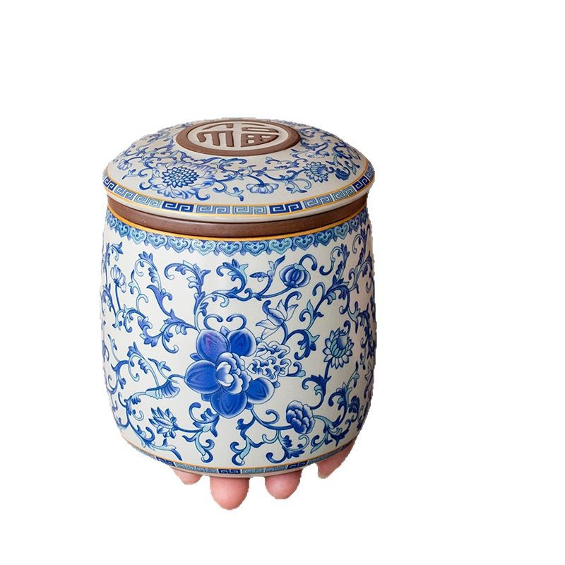 Cốc pha trà lò Ru màu xanh và trắng cốc nước tách trà gốm sứ cốc chuyên dụng cá nhân cao cấp hộp quà tặng