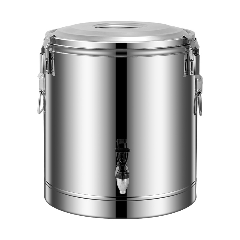 Lees 304 cấp thực phẩm hai lớp cách nhiệt xô gạo thương mại công suất lớn dày dặn sữa đậu nành inox quầy hàng bột đá