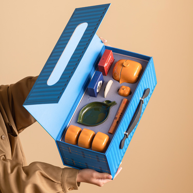 Bộ ấm trà Kung Fu Quà tặng Bộ ấm trà gốm sứ quả hồng quả hồng thiết thực cho người lớn tuổi