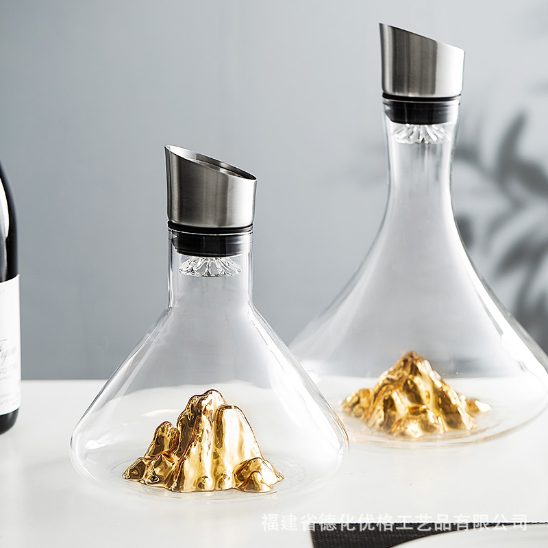 Bình đựng rượu Golden Iceberg Bình đựng rượu vang đỏ bình đựng rượu vang nhanh thủy tinh pha lê cao cấp sang trọng nhẹ gia dụng
