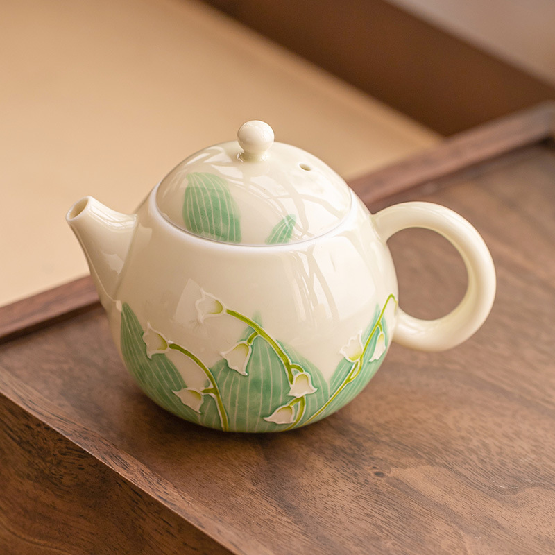 Ấm trà Wendan hoa chuông vẽ tay ấm trà gốm sứ dụng cụ trà kungfu gia dụng lọc ấm trà đơn ấm cầm tay