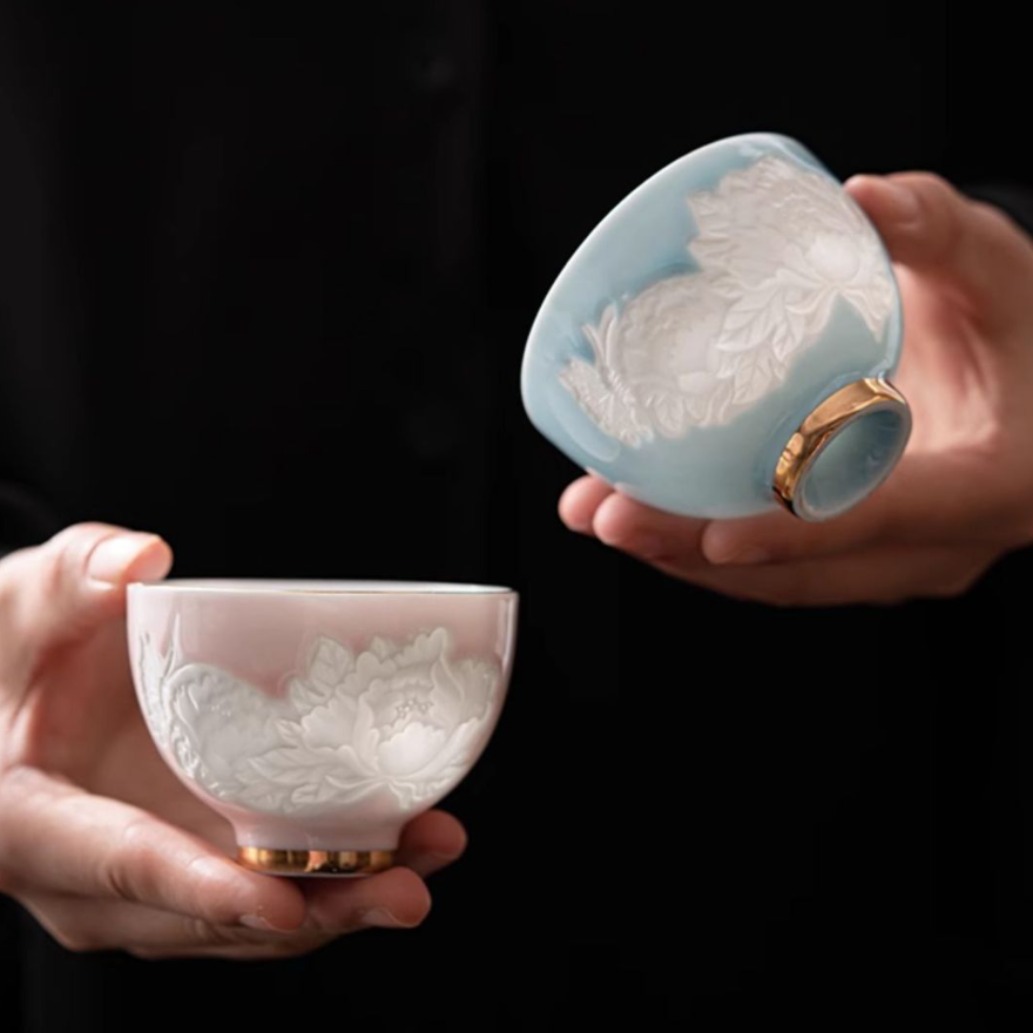 Shadow Carving Butterfly Love Flower Master Cup Cốc đơn Bộ ấm trà cá nhân dành cho nữ Cốc trà uống trà Cốc trà cao cấp gia dụng