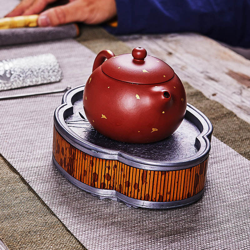Ấm tre Xiangfei, khay trà thiếc, trà đạo, ấm bàn pha khô cổ điển nhỏ, ấm bàn trà chứa nước, khay trà