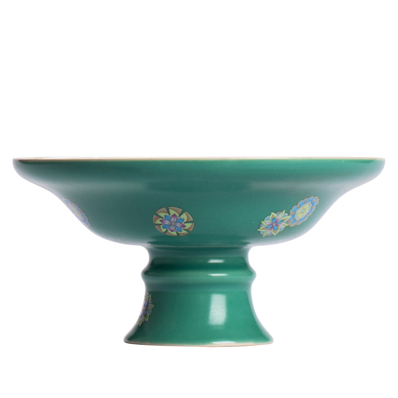 Khay giải khát màu xanh ngọc lam kiểu Nhật, khay bánh ngọt hoa quả cao gốm sứ đơn giản cỡ lớn gia dụng, Khay trà, khay ăn vặt