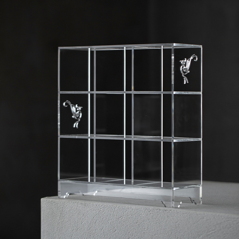 Bộ trà acrylic, ấm trà, kệ trưng bày Duobaoge, kệ lưu trữ để bàn, không có tấm sau, kệ lưới có thể được phát triển