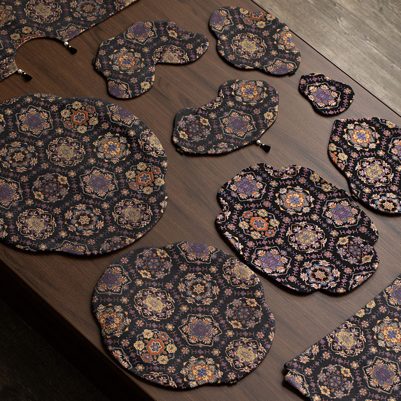 Phong cách Trung Quốc hoa vàng bạc trà thảm sáng tạo thổ cẩm thêu bong bóng khô thảm bàn thảm khăn trải bàn trà thảm kết hợp