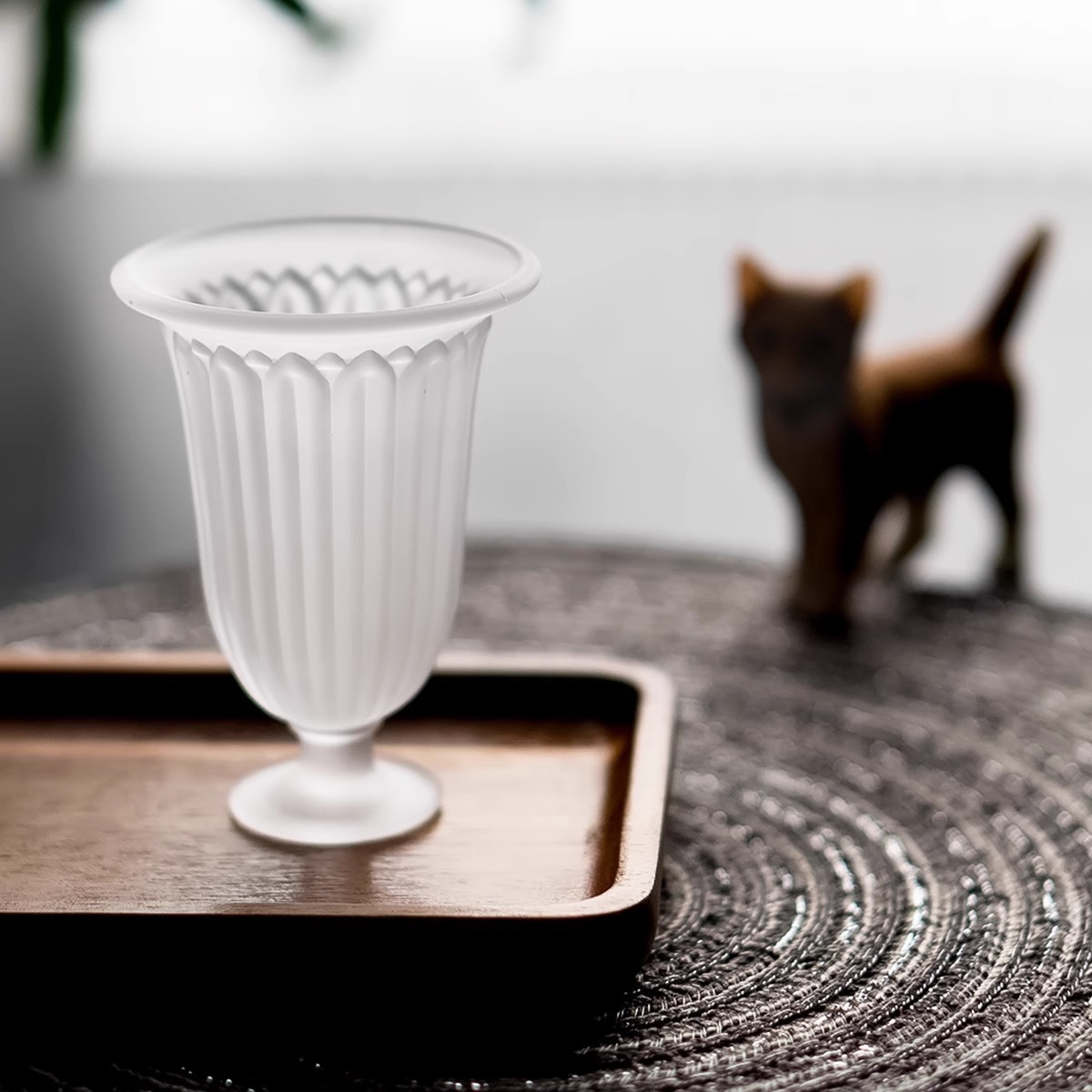 Cốc cao chân mờ thủy tinh giả Tống, cốc hoa Baoxiang, cốc nếm Rượu mận cao chân cao sang trọng nhẹ kiểu Trung Quốc, cốc trà