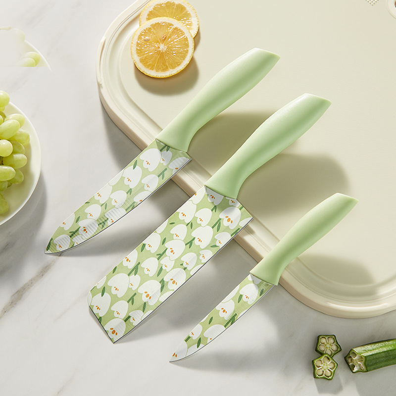 Dao làm bếp Tulip nguyên bản dao inox nhà bếp gia dụng cao cấp dao cắt rau cắt lát dao gọt hoa quả in hoa