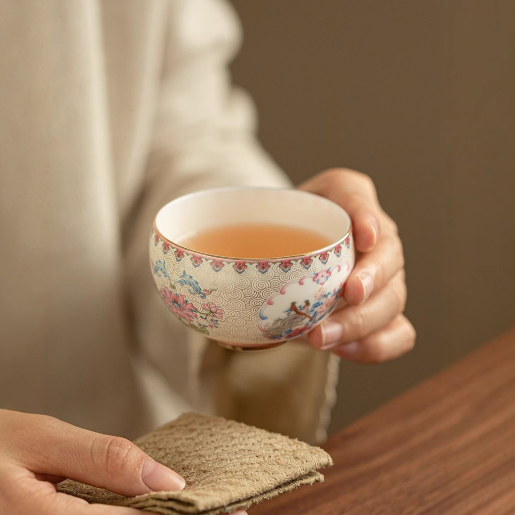 Cloisonné bạc đóng băng trên bánh, cốc La Hán, cốc chủ nhân gốm sứ, cốc trà đơn, bộ trà Kung Fu, hộp quà