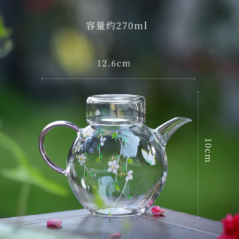 Ấm trà xanh thủy tinh borosilicat cao Huachao Ấm trà nhỏ cho một người có thể pha trà xanh với dung tích nhỏ có bộ lọc