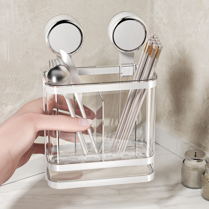 Ống đũa cốc hút treo tường không cần đục lỗ lồng đũa thoát nước bếp lồng đũa đựng đũa kiểu mới gia dụng hộp đựng đũa thìa