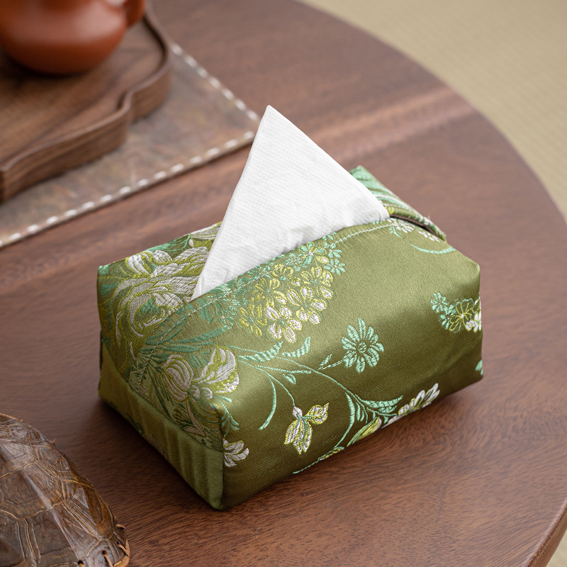 Hộp đựng khăn giấy thổ cẩm hộp rút giấy phòng khách gia dụng bọc khăn giấy đựng đồ sáng tạo đơn giản phụ kiện trà đạo Kung Fu kiểu Trung Quốc