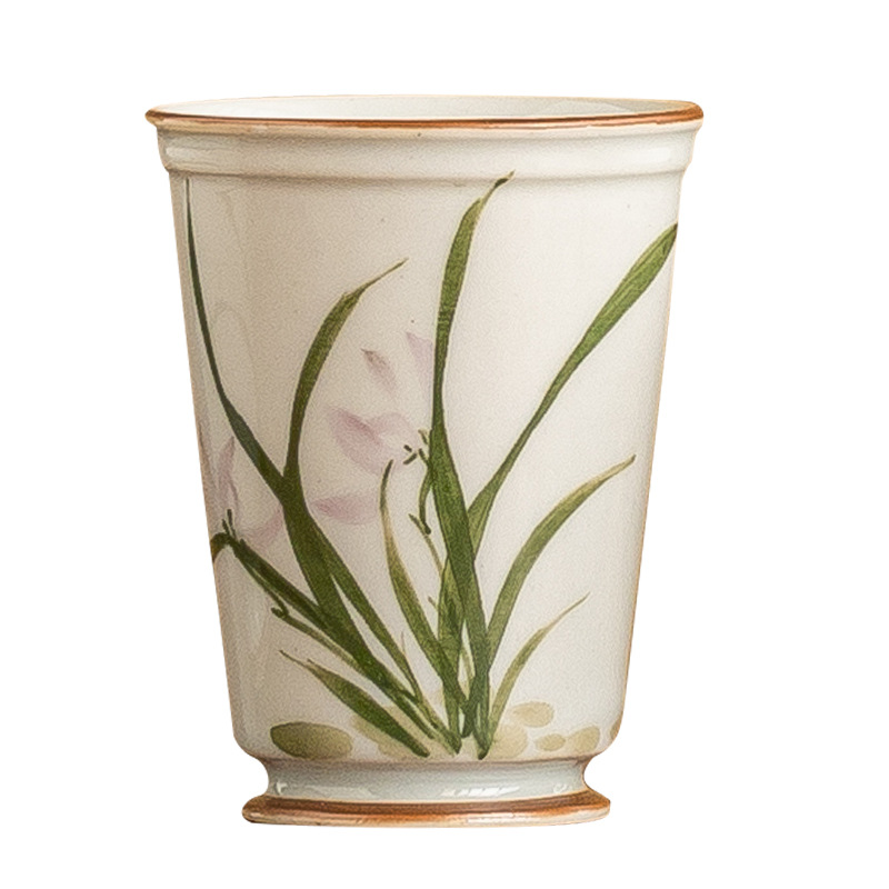 Cốc hương hoa lan vẽ tay, cốc trà, cốc trà gốm sứ Trung Quốc, cốc chủ nhân, bộ trà Kung Fu chuyên dụng cá nhân cao cấp