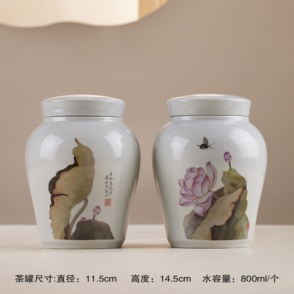 Hộp đựng trà gốm sứ, hộp chống ẩm kín, hộp quà làm sạch gió sen, hộp quà cao cấp, hộp rỗng, hộp quà kinh doanh