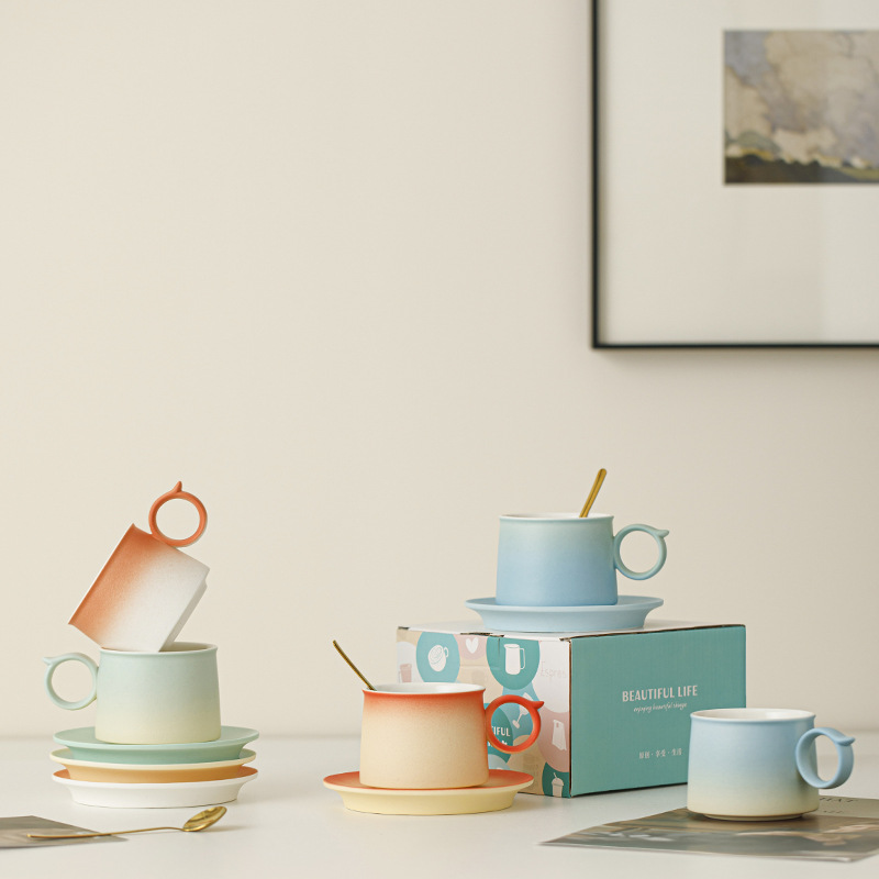 Cốc cà phê cốc và đĩa gốm sứ cao cấp tinh tế cho nữ giá trị cao cốc nước ăn sáng quà tặng văn phòng tại nhà